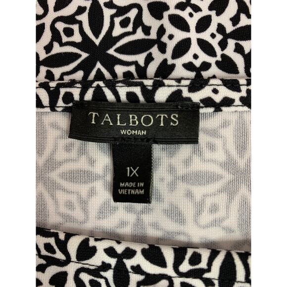 1X Talbots Woman Black White Print Tank Sleeveless Shirt - Picture 8 of 9